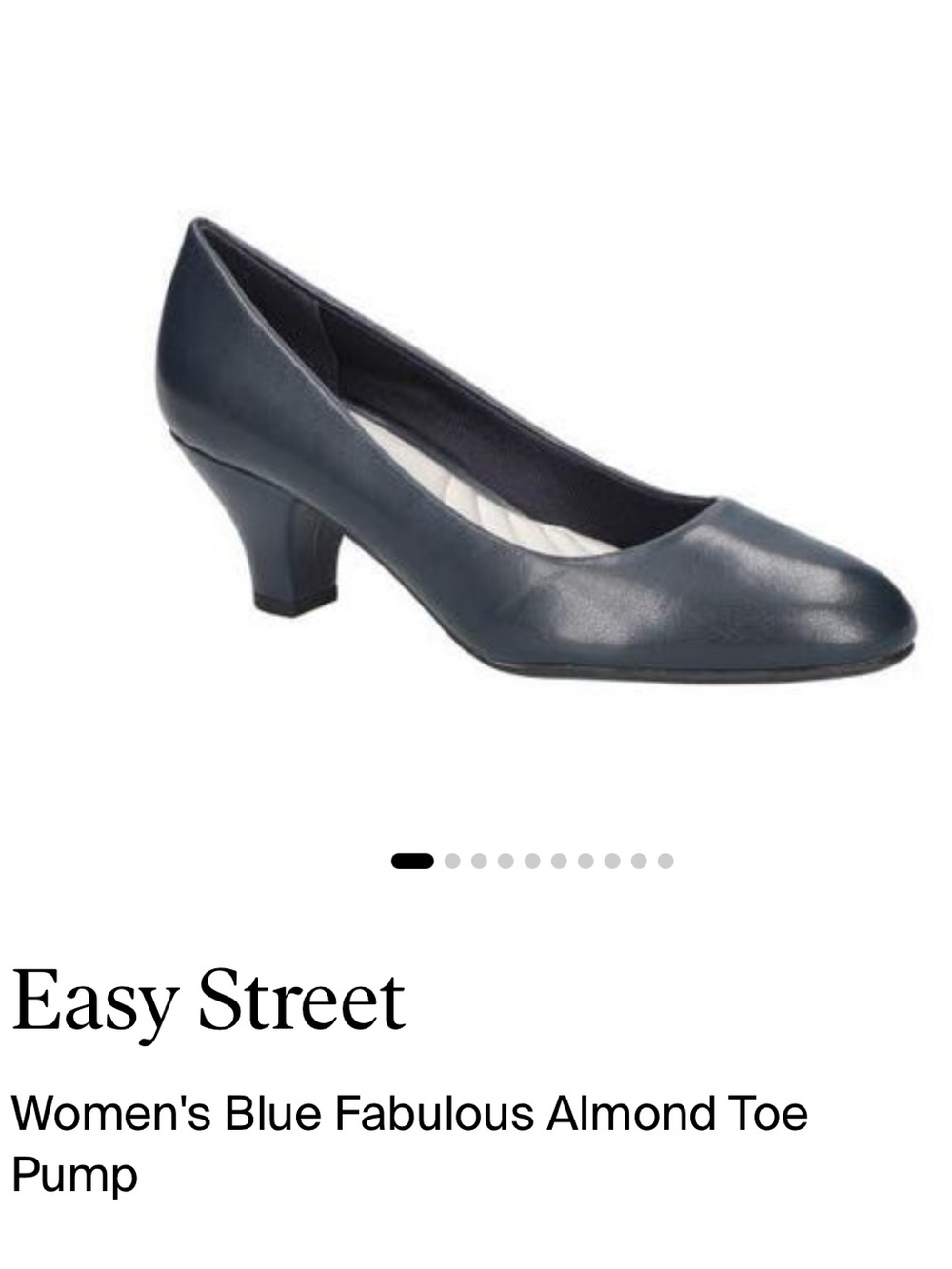 easy street BALLARI Navy Almond Toe Low Heel Pump